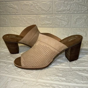 Sandalia perforada TOMS Mallorca Mule Sandstorm Nubuck para mujer talla 12 cuero tostado - Imagen 1 de 12