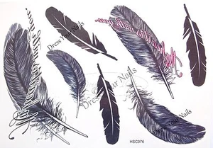 Temporäre Körper Tattoo Blätter "Federn" - sortiert schwarz - Bild 1 von 1