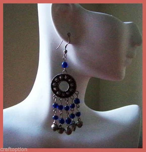 HANDGEMACHTE OXIDIERTE BLAUE PERLEN OHRHÄNGER!!  - Bild 1 von 1