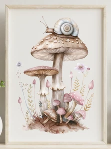 Mushroom Wall Art Print, Mushrooms Wall Art Decor, Botanical Art Print #912 - Picture 1 of 2