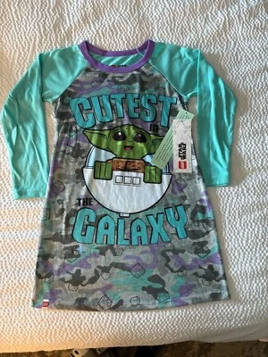 NWT Lego Star Wars Disney Baby Yoda Nightgown Girls Sleep Shirt Size 6 - Image 1 of 3