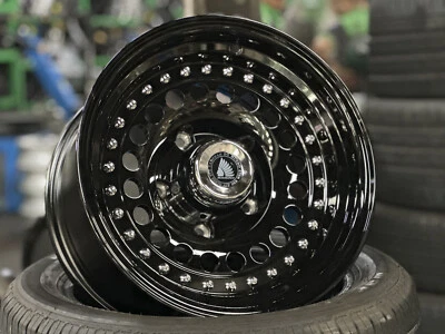 Nuevo 15x8.5J Daytona Classic Design 5x139.7 offset -15 ruedas negras, juego de 5 Foto 1 de 4