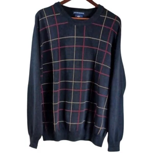 Pebble Beach Men's L Pima Cotton Black Red Gold Striped Lightweight Sweater  - Picture 1 of 9