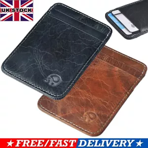 Unisex Slim Leather Wallet Card Holder Front Pocket Wallet Credit ID Pocket Thin - Picture 1 of 13