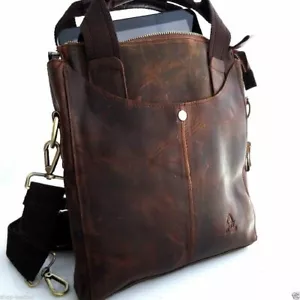 Bolso de hombro genuino de cuero oscuro bolso mensajero unisex bandolera - Imagen 1 de 7