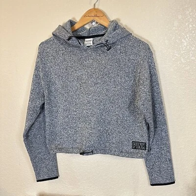 Victorias Secret ROSA Recortada Sudadera con Capucha Bungee Sudadera Mujer Pequeña Gris Informal Foto 1 de 4