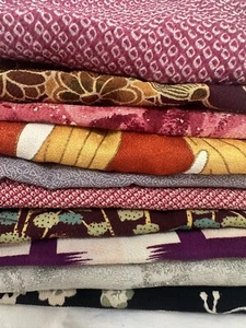 Vintage Japanese kiomono fabric Lot of 10 Bulk 2/3lb 7” x various Length v283 - Picture 1 of 12