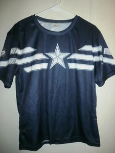 Rogers Tee T-Shirt Top Polyester Crewneck Graphic Short Sleeve Blue & Gray 2XL - Picture 1 of 4