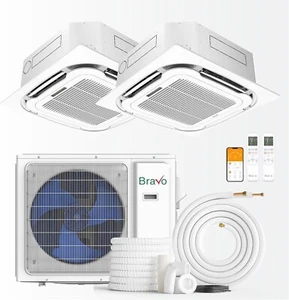 24000 BTU Dual Zone 9K+12K BTU Ceiling Cassette Mini Split A/C and Heater - Picture 1 of 8