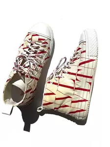 VALENTINO Giggies VLTN White Ivory Red Print High Top Sneakers 40, 9.5 - Picture 1 of 14