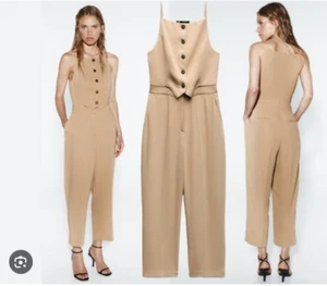 NUEVO CON ETIQUETAS ZARA 2023-2024 FW TRAJE LARGO ESTILO MONO TOPO BEIGE|8462/550 TALLA S - Imagen 1 de 18