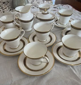 ROYAL DOULTON HARLOW H5034 9 Set Piattino Tazza da Tè Crema e Zucchero - Foto 1 di 11