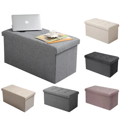 Sitzhocker Stauraum Sitzbank faltbar Truhen Deckel Gepolsterte Sitzfläche #2144 - Bild 1 von 4
