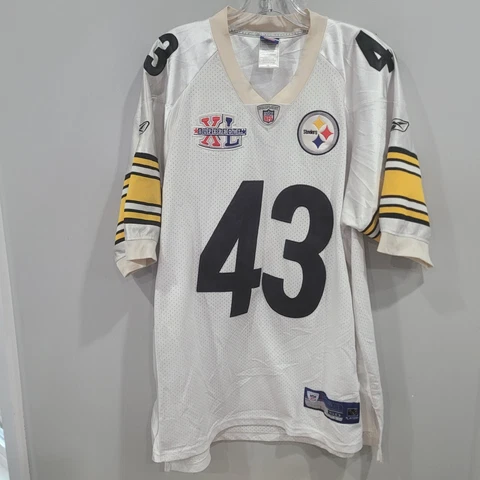 Reebok NFL Pittsburgh Steelers Troy Polamalu 43 Superbowl Jersey Mens 50 XL Sewn Cover