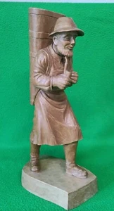 Antique Vintage Hand Carved Wood Fisherman Figurine Smoking A Pipe St Martin - Picture 1 of 15