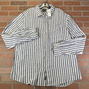Todd Snyder Shirt Mens XXL Long Sleeve Baird McNutt Irish Linen Blue Striped NWT - Picture 1 of 16