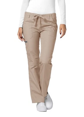 Uniforme médico Adar tiro bajo multi bolsillo cordón pierna recta pantalones exfoliantes Foto 1 de 4