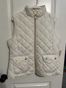 Women’s Classic Puffer Vest Ivory Large NWT - Picture 1 of 2