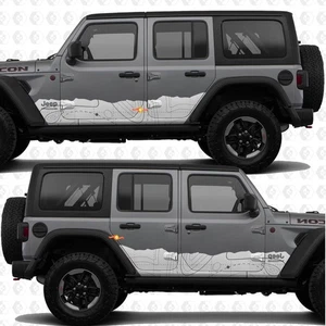 Topographic Map Side Doors Stripes Vinyl decal sticker fit Jeep Wrangler - Picture 1 of 3