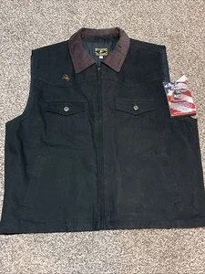 Wyoming Traders XL Cody Conceal Carry Zip Up Black Canvas Ranch Wear Cowboy Vest - Picture 1 of 8