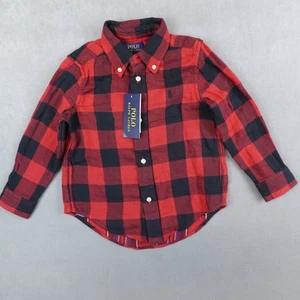 NUEVO CON ETIQUETAS Polo Ralph Lauren ROJO/NEGRO Camisa a Cuadros Búfalo Niño Pequeño Talla 3/3T PONY - Imagen 1 de 8