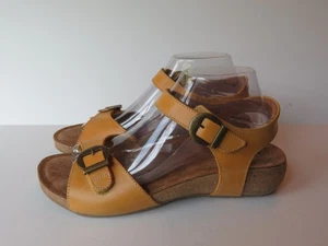 Taos Women's Size US 10-10.5/41 Vera Yellow Leather Sandals Slingback Brass HW - Picture 1 of 13
