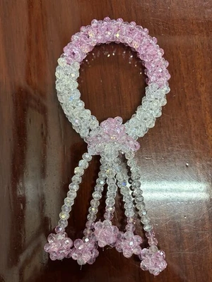 Cristal Rosa y Blanco Flores Artificiales Corona Tailandesa Belleza Decoración del Hogar Foto 1 de 4