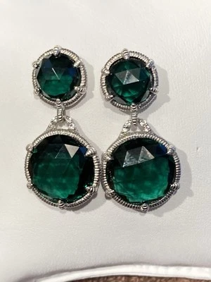 PENDIENTES JUDITH RIPKA JR2 925 ORO AMARILLO 18K CORTE REDONDO CUARZO VERDE Foto 1 de 4