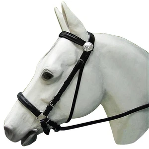 74HS Large Western Leather Bitless Bitfree Bridle With Reins Black Hilason - Picture 1 of 6