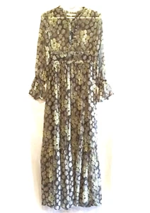 Diab'less Vintage Maxi Dress Floral Print Long Dress Green/Black Size 1 - Picture 1 of 12