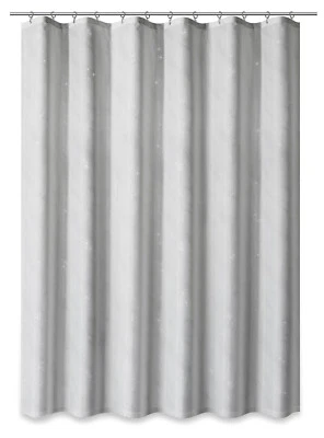 Duschvorhang Textil BxH 180x200cm Strass weiß Vorhang Dusche silber Glitzer - Bild 1 von 4
