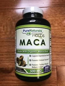 Pure Naturals Organic Maca 360 Veg Caps 500mg Stamina Vigor Energy BEST PRICE - Picture 1 of 2
