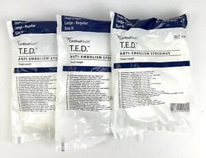 Ted Hose Large Anti Embolism Stockings THIGH High Open Toe 3 Pair Brand New