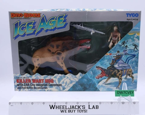 Killer Warthog W/ Zar Cro-magnon Caveman 1990 Tyco Action Figure NEW MOSC SEALED Cover
