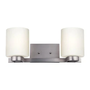 Forte Lighting Mona 2 Light 18" Bath Bracket, Nickel/Satin Opal - 5146-02-55 - Picture 1 of 1