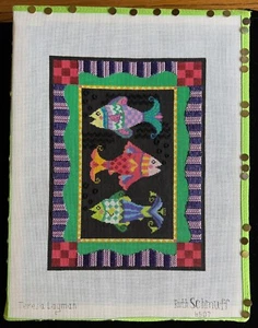 Wild Salmon handpainted canvas kit, Ruth Schmuff b 507, 17x13" canvas, T Layman - Picture 1 of 8