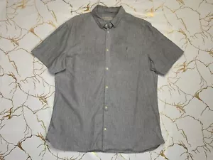 Allsaints Men Gray Button Up Waycross Short Sleeves Shirt Size XL Defect - Picture 1 of 8