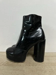 NEW LOOK LADIES BLACK PATENT LEATHER ZIP UP HEELED ANKLE BOOTS UK SIZE 5 EUR 38 - Picture 1 of 8