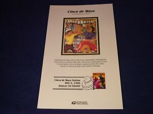 Scott No. 3203 "Cinco de Mayo" proofcard with silk cachet Denver, CO May 5,1998
