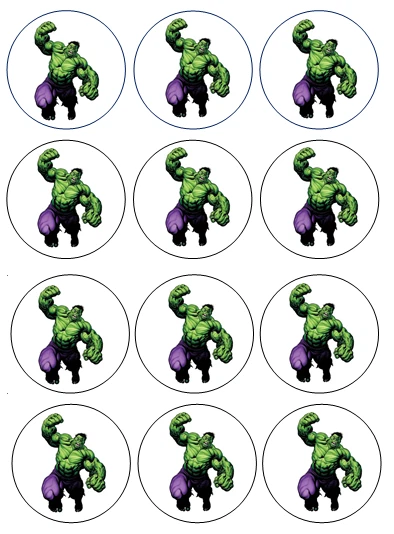 12 Hulk Superhero Edible Wafer Paper Cupcake Toppers - image 1 of 1