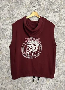 Vintage Diesel Vest Full Zip Size M Big Logo Sleeveless Hoodie 90s - Picture 1 of 5
