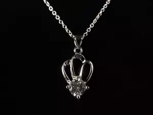 925 Sterling Silver Fashion Pendant Necklace with CZ Accent with 18" cable chain - Picture 1 of 2