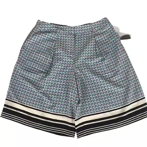 Bermuda donna Forever 21 nuovo con etichetta piccolo plissettato vestito pantaloncino blu nero multicolore - Foto 1 di 2