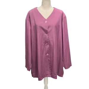 Susan Graver Style Mauve Button Front Shirt Jacket Lined Long Sleeve Size 3X - Picture 1 of 5