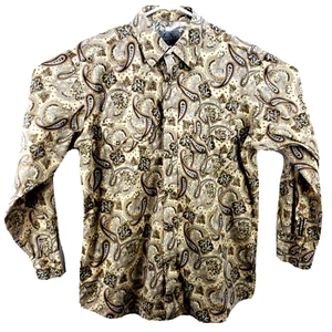 Cowboy Up Men's Western Shirt No Size Tag L/S Pearl Snaps Beige/Brown/Black/Pink - Picture 1 of 9