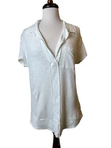 We The Free Tunic Oversized Size XS Ivory Distressed Linen Bohemian - Picture 1 of 8