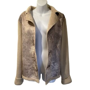 Chaqueta Blazer Abrigo Coldwater Creek Botón Palanca con Mangas Tejidas - Imagen 1 de 12