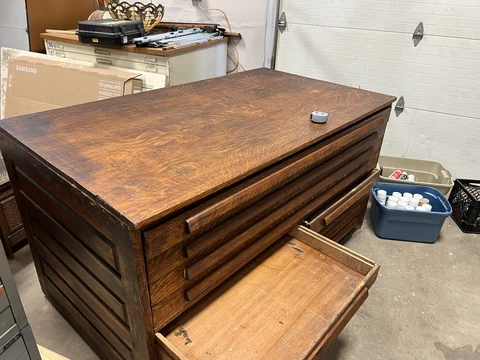 Vintage Wood flat file flatfile  cabinet film studio Art Paper Storage Cover