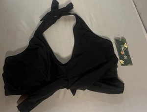 BLOOMING JELLY Halter swimsuit Black bikini top Women’s size Large (B), NEW. - Picture 1 of 3