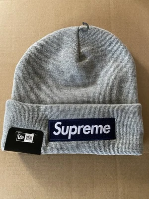 Gorro Supreme FW25 New Era Logo de Caja Puños Gris Jaspeado Talla Única EN MANO✅ Foto 1 de 4